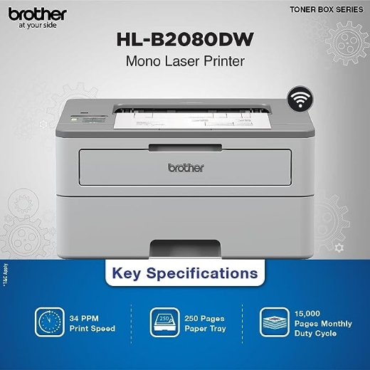 Picture of Brother Mono Laser Printer with Auto Duplex & Wi-Fi Printing  - HL-B2080DW